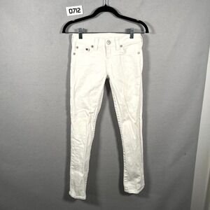 True Religion Stella Jeans‎ Girls 10 White Denim Cotton Light Wash Straight Leg